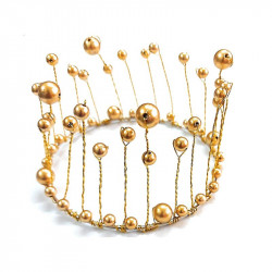 Gold Pearl Crown Cake Topper