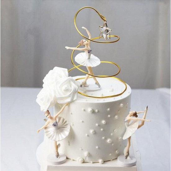 Gold Crystal Star Spiral Cake Decoration