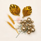 Faux Ball, Palm Leaf, Bunny Tail, Flower Mix Topper Set for Cake Decoration (Golden)