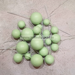 Green Faux Ball Toppers for Cake Decoration (20 Pcs) Matt Finish