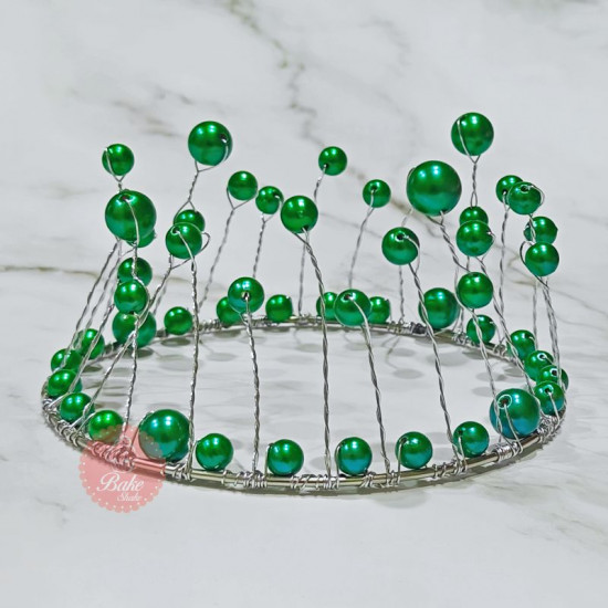 Green Pearl Crown Cake Topper