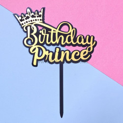 Happy Birthday Prince Gold Acrylic Cake Topper (ACT 112)
