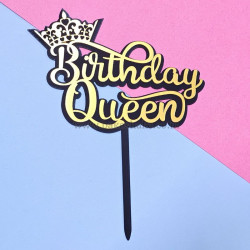 Happy Birthday Queen Gold Acrylic Cake Topper (ACT 113)