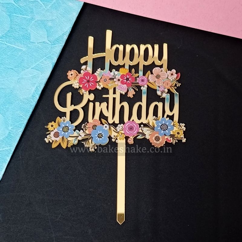 ⭐New Acrylic Gold Cake Topper for Happy Birthday Cake Decoration