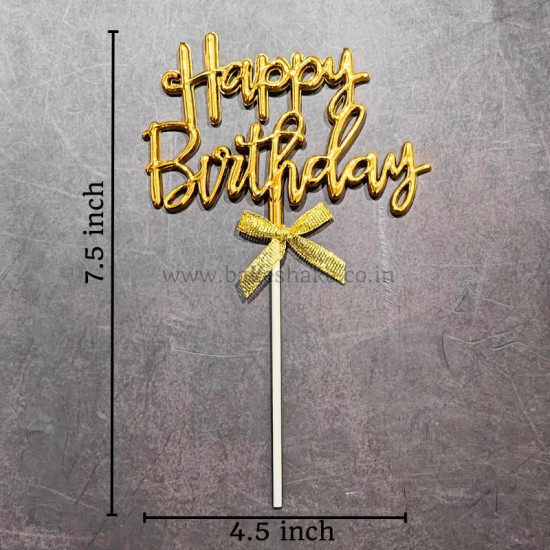 Happy Birthday Cake Topper - Golden