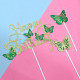 Happy Birthday Glitter Butterfly Cake Topper - Green And Golden