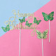 Happy Birthday Glitter Butterfly Cake Topper - Green And Golden