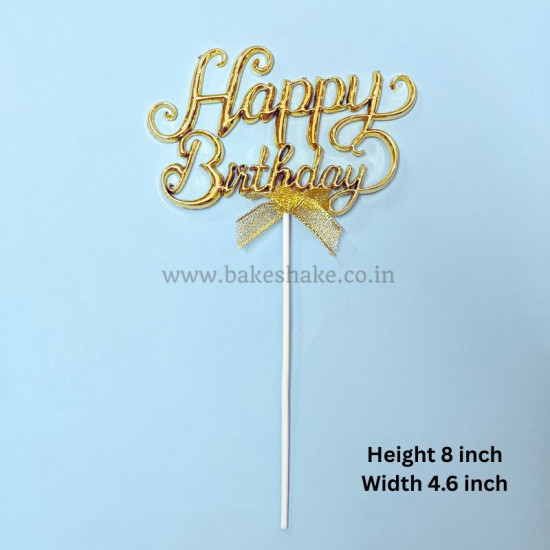 Happy Birthday Golden Cake Topper 