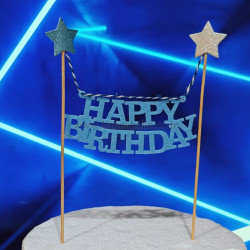 Happy Birthday Hanging Cake Topper - Blue