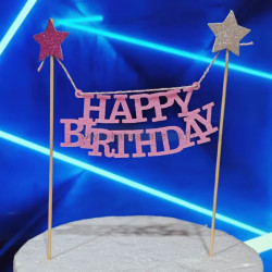 Happy Birthday Hanging Cake Topper - Pink