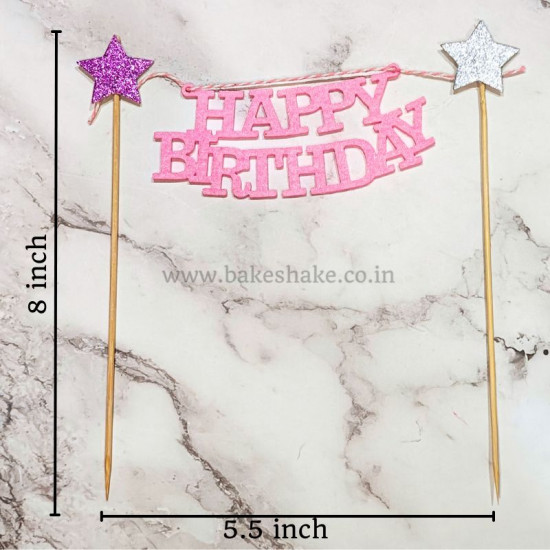 Happy Birthday Hanging Cake Topper - Pink