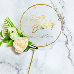 Happy Birthday Round Metal Cake Topper