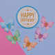 Happy Birthday Round Paper Cake Topper - Blue (Set of 6 Pieces)