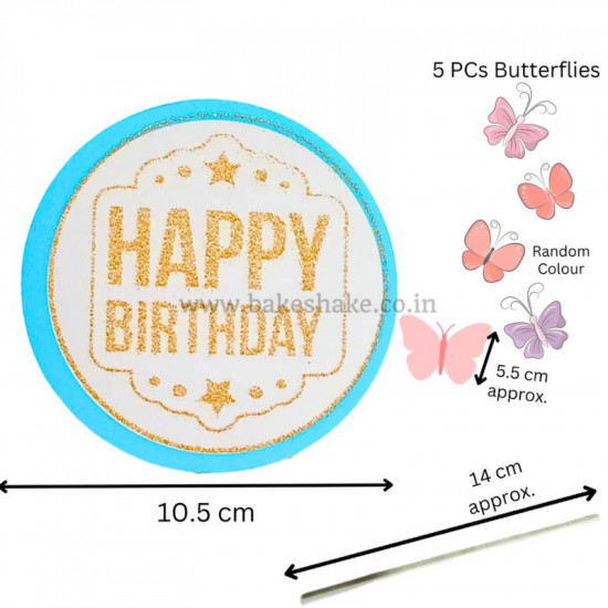 Happy Birthday Round Paper Cake Topper - Pink (Set of 6 Pieces)