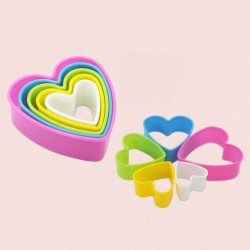 Multi Colour Heart Shape Plastic Cookie Cutter -  Set of 5 Pieces