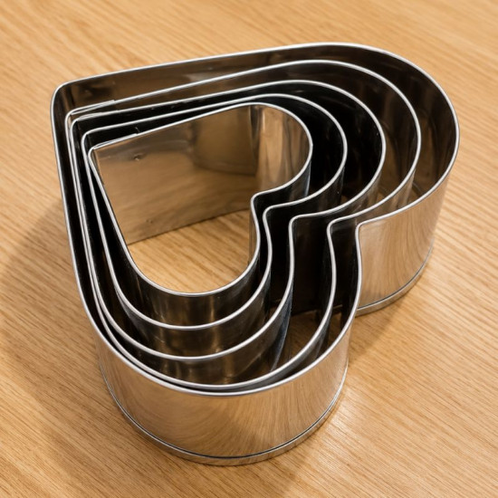 Heart Shape Stainless Steel Cookie Cutter (Set of 5)