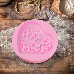 Floral Design Heart Shape Fondant Mould