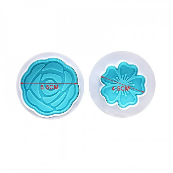 Heart Flower and Rose Plunger Cutter Set of 2