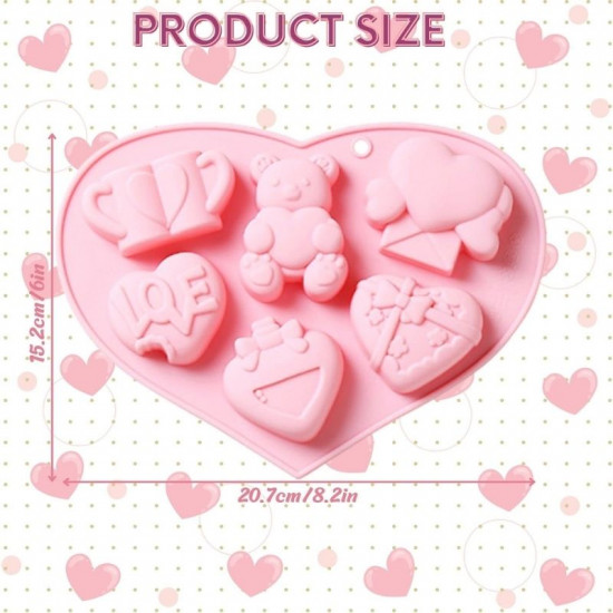 Love, Heart, Teddy Bear Silicone Mould