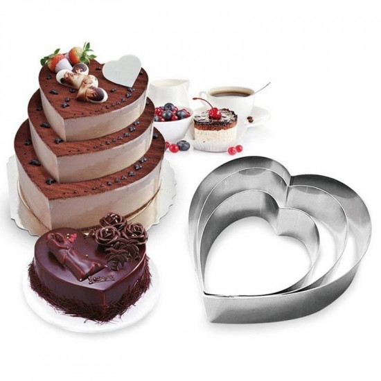 Heart Shape Mousse Cake Ring Mould (Set of 3)