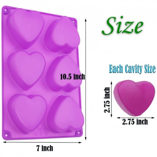 6 Cavity Heart Silicone Mold