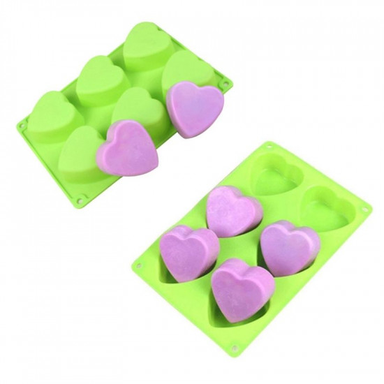 Heart Shape 6 Cavity Silicone Mould