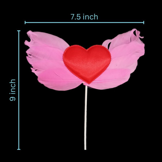 Heart With Wings Cake Topper (Pink)