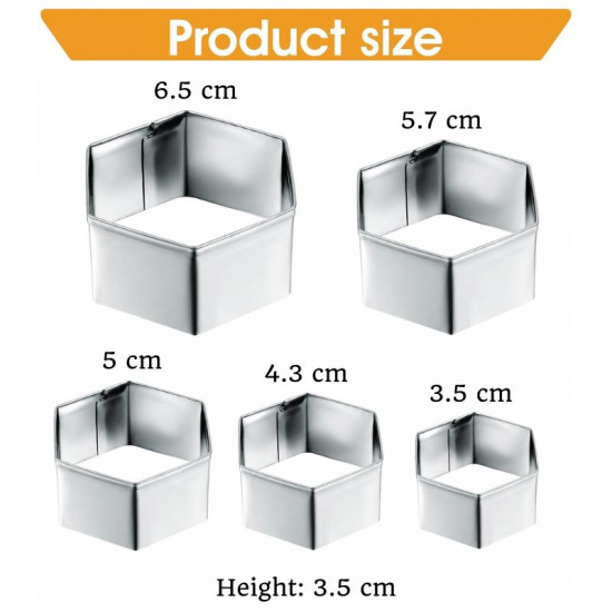 Hexagon Shape Stainless Steel Cookie Cutter (Set of 5)