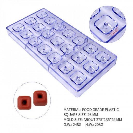 Hollow Square Shape Polycarbonate Chocolate Mould