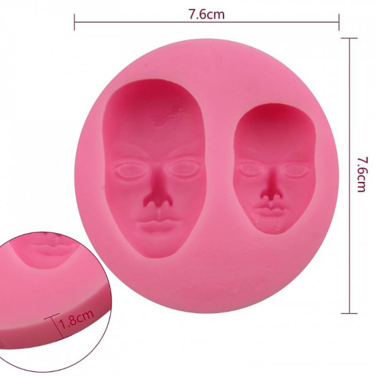 2 Human Faces Fondant Mould