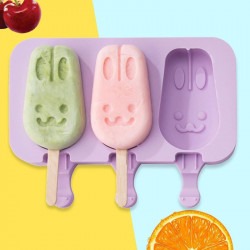 Bunny Shape 3 Cavity Silicone Popsicle Mould