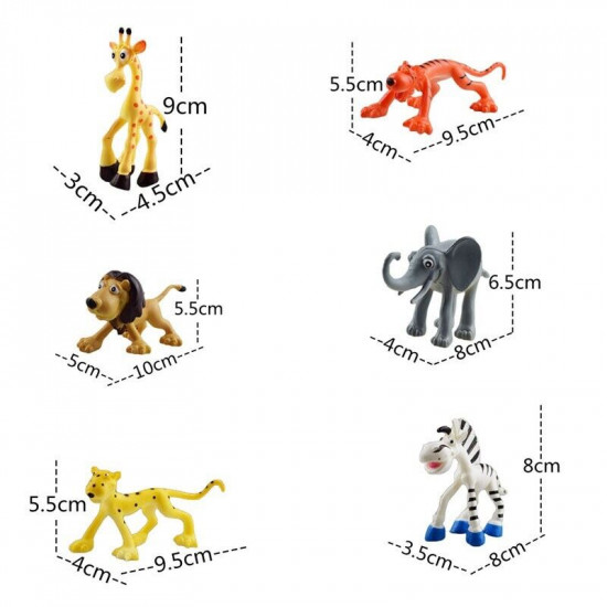 Animal Zoo Toy Cake Toppers (Set of 6)