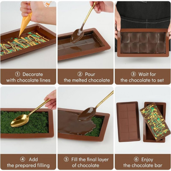 2 in 1 Kunafa Chocolate Bar Deep Silicone Mould