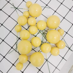 Lemon Yellow Faux Ball Toppers for Cake Decoration (20 Pcs)