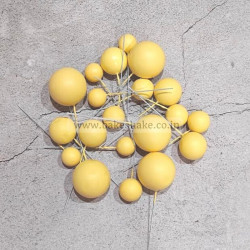 Lemon Yellow Faux Ball Toppers for Cake Decoration (20 Pcs) - Matt Finish