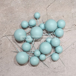 Light Blue Faux Ball Toppers for Cake Decoration (20 Pcs) Matt Finish