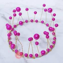 Magenta Pearl Crown Cake Topper