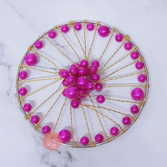 Magenta Pearl Crown Cake Topper