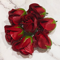 Artificial Maroon Rose Flowers (Set of 10)