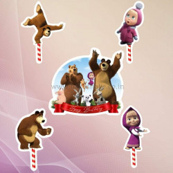 Masha And The Bear Paper Toppers (Set of 5)