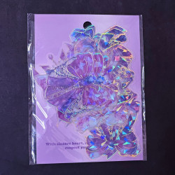 Holographic 3D Bow Stickers (20 Pieces) - Mauve