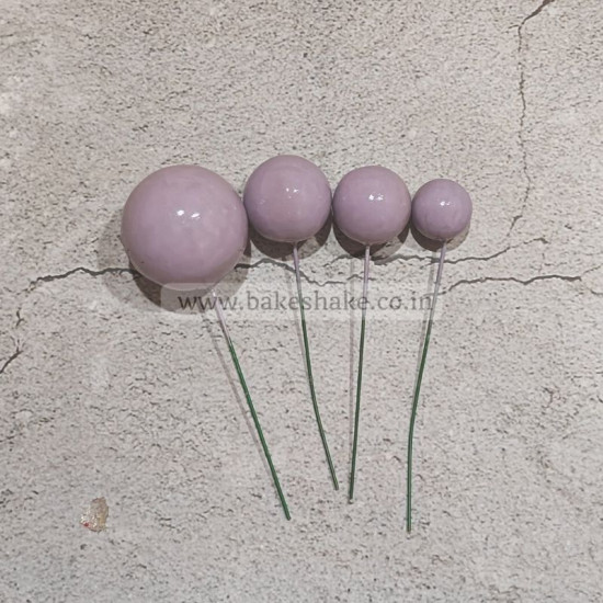 Mauve Faux Ball Toppers for Cake Decoration (20 Pcs) Glossy