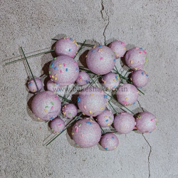 Mauve Glitter With Sprinkles Faux Ball Toppers for Cake Decoration (20 Pcs)
