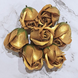 Artificial Metallic Gold Rose Flowers (Set of 10)