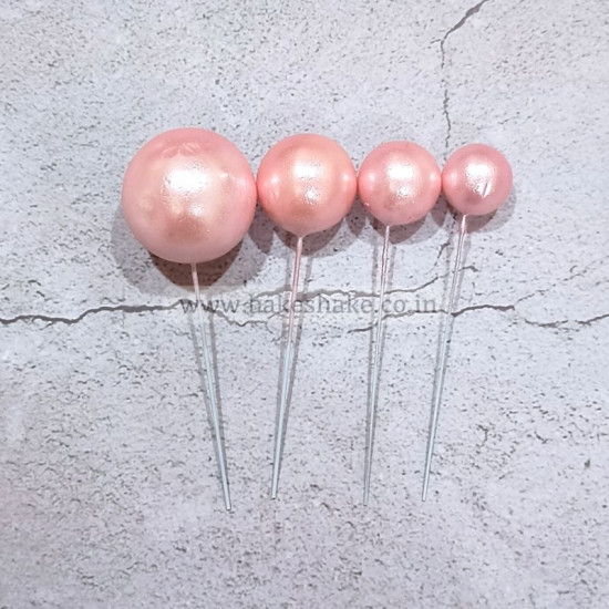 Light Pink Faux Ball Toppers for Cake Decoration (20 Pcs) Metallic Finish
