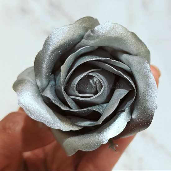 Artificial Metallic Silver Rose Flowers (Set of 10)