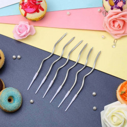 Metallic Finish Curly Candle with Holder (Set of 6) - Silver