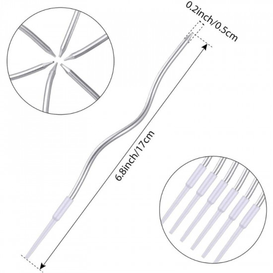 Metallic Finish Curly Candle with Holder (Set of 6) - Silver