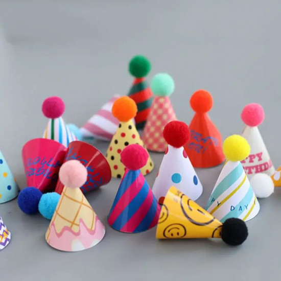 Mini Birthday Hats Cake Toppers (Set of 15)