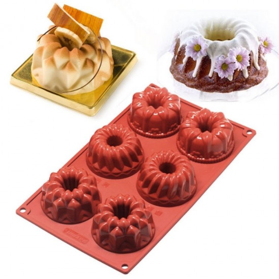 Mini Bundt Shape 6 Cavity Silicone Mould